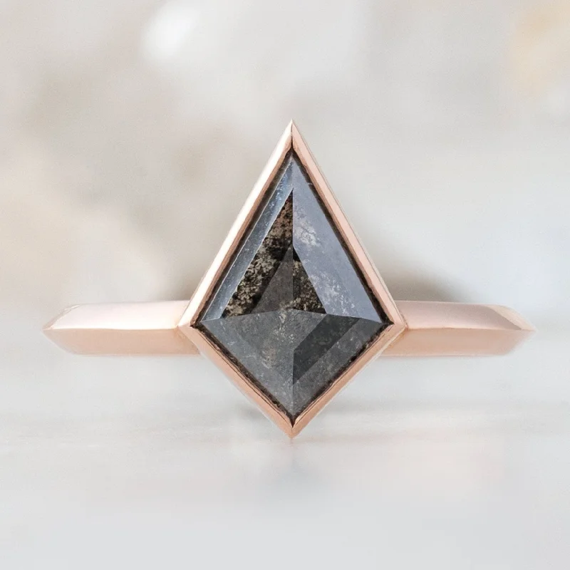 designer diamond engagement rings for women-The Hazel Ring | 1.52ct Kite Black Diamond in 14K Rose Gold