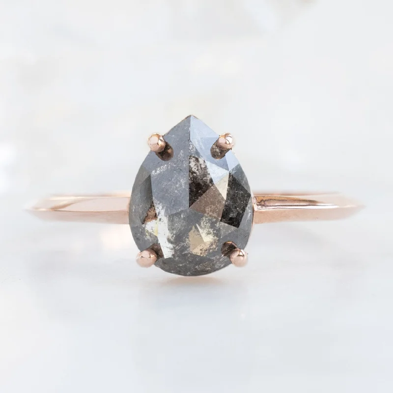 sapphire engagement rings for women-The Bryn Ring | 1.38ct Pear Black Diamond in 14K Rose Gold