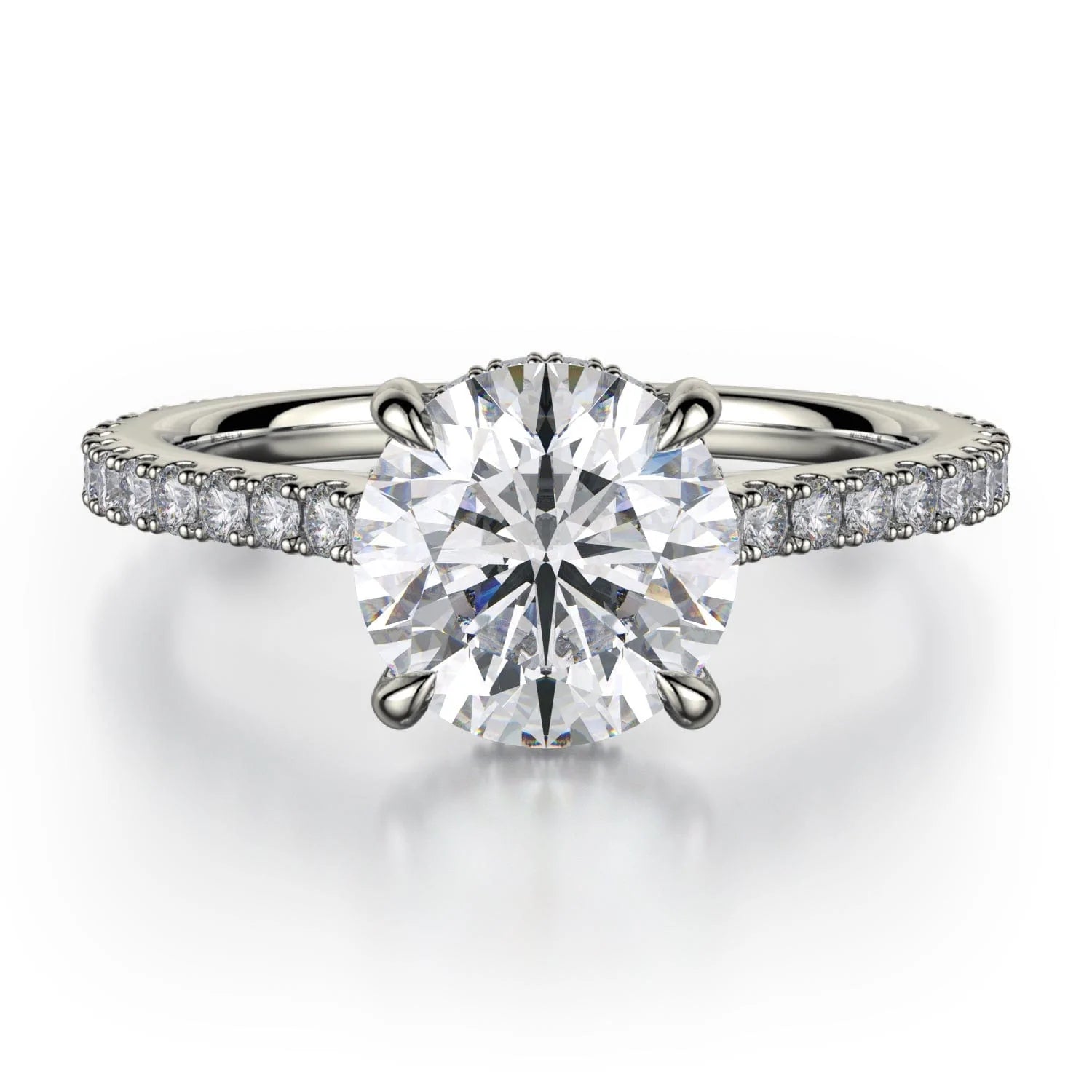 engagement rings with classic princess cut and diamond bands-Crown R749-1.5