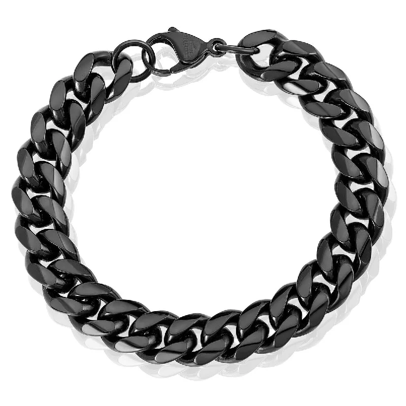 beaded chain bracelets for women-Men's Stainless Steel 12mm Curb Chain Bracelet 8.5"