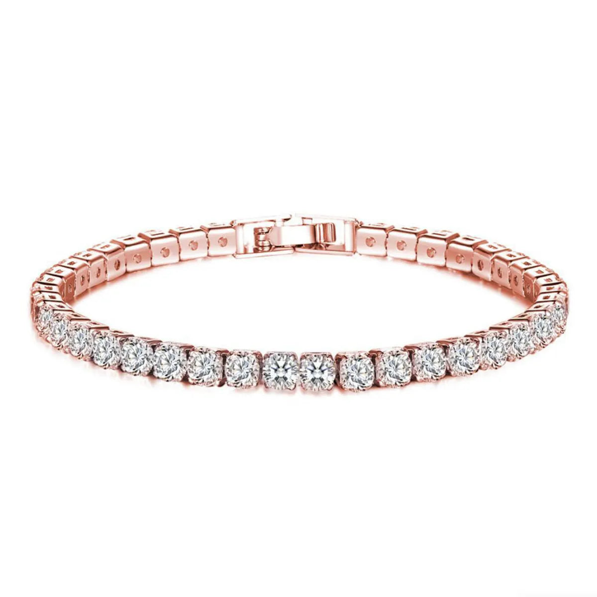 dainty leather bracelets for women-Elegant Streetwear Solid Color Copper Plating Inlay Rhinestones Tennis Bracelet