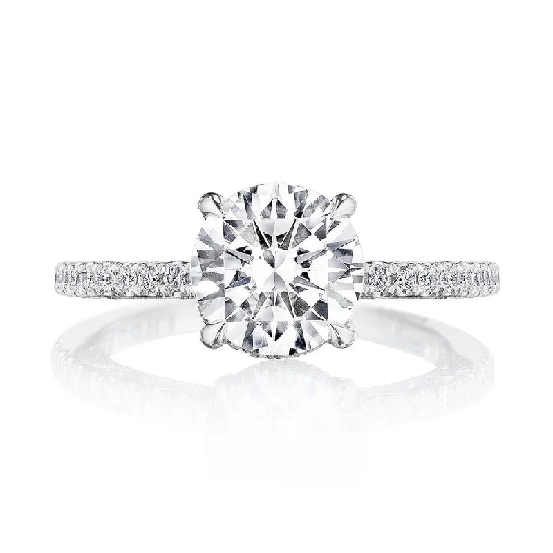 engagement rings with modern metalwork and diamonds-Round Solitaire Engagement Ring