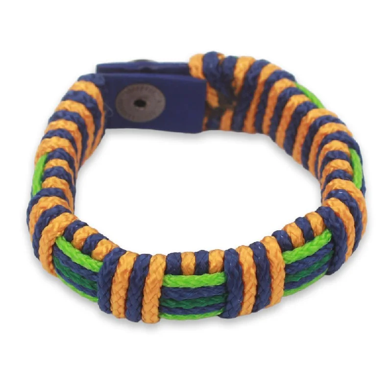 stacked bangle sets for women-Handmade Men's Wristband Bracelet, 'Gratitude Kente' (Ghana)