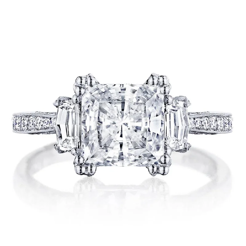 unique engagement rings with baguette diamonds for women-Princess 3-Stone Engagement Ring