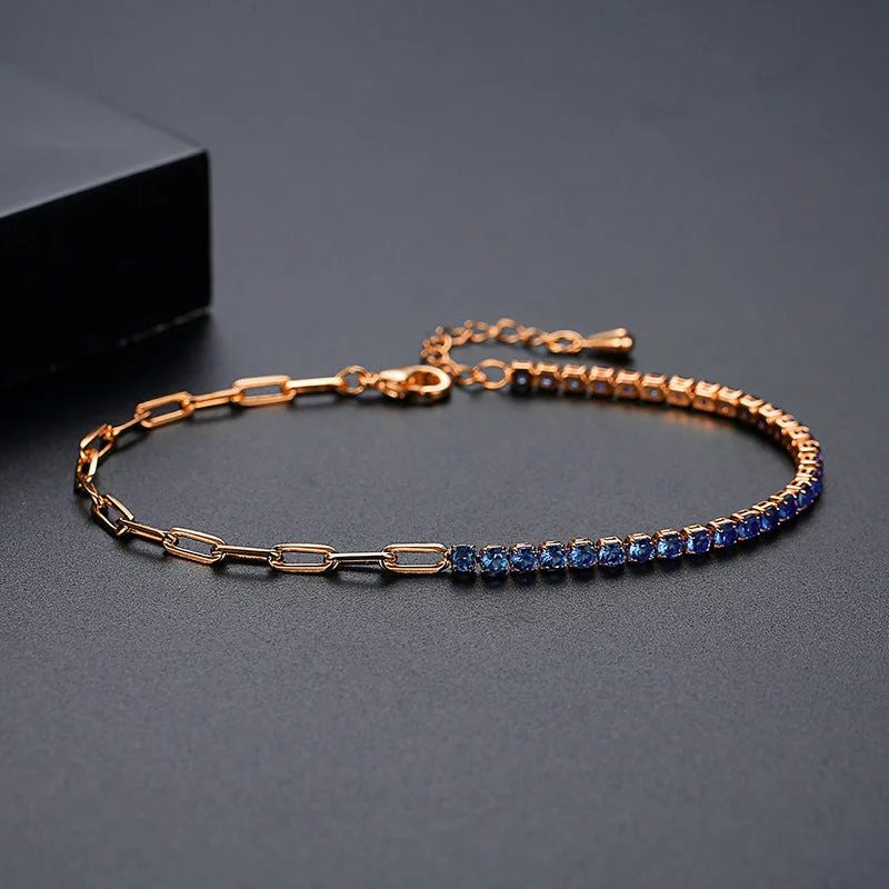 2.5mm Rose Gold Blue Stone