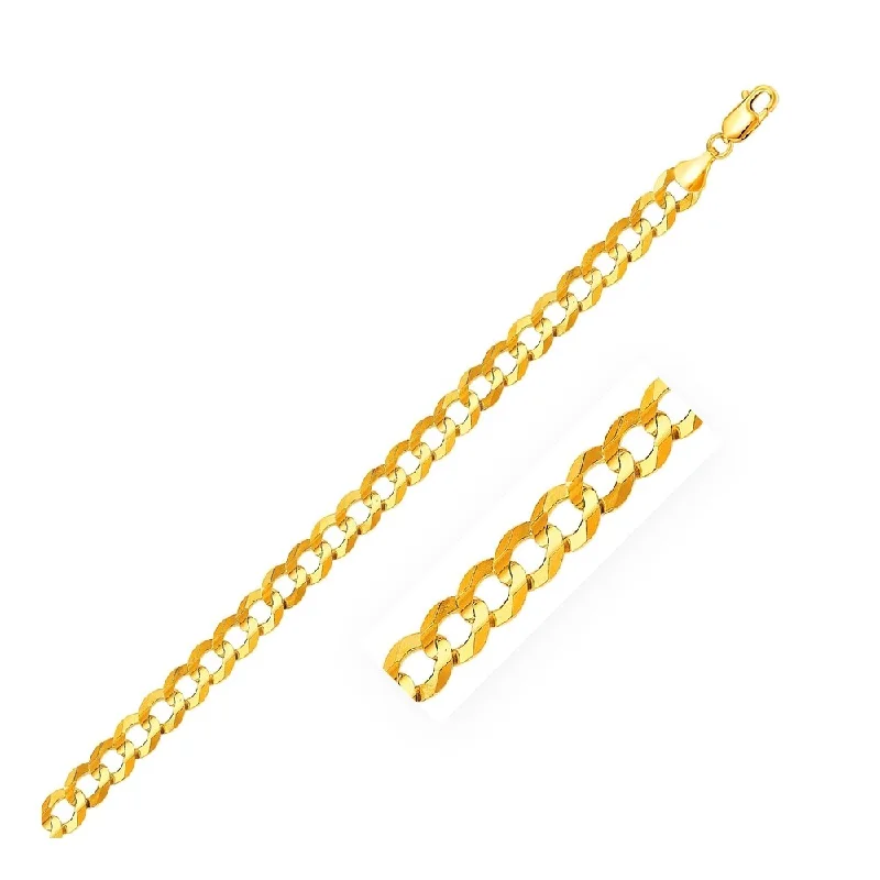 elegant silver bracelets for women-8.2mm 14k Yellow Gold Solid Curb Bracelet