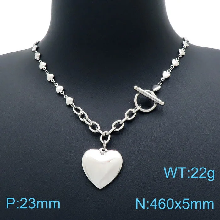 Heart-Shaped Chain Steel Necklace Kn198056-E414-Gold Cross Bracelet-KN0248-MI-N200029Z