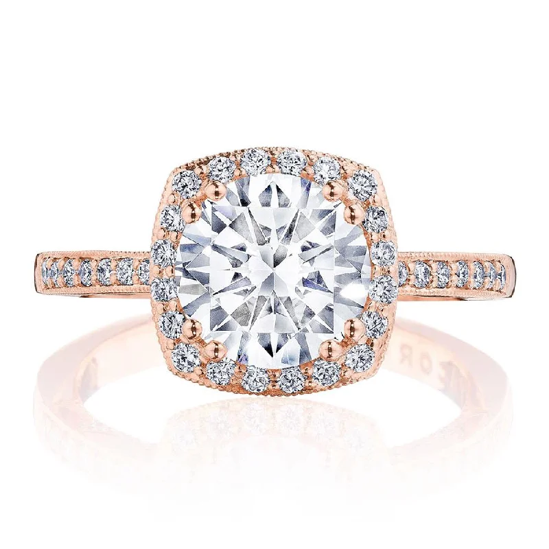 classic engagement rings with diamond accents for women-Round with Cushion Bloom Engagement Ring