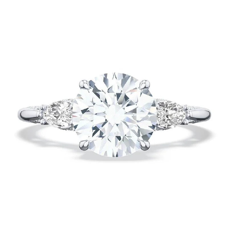 engagement rings with diamond baguette accents-Round 3-Stone Engagement Ring