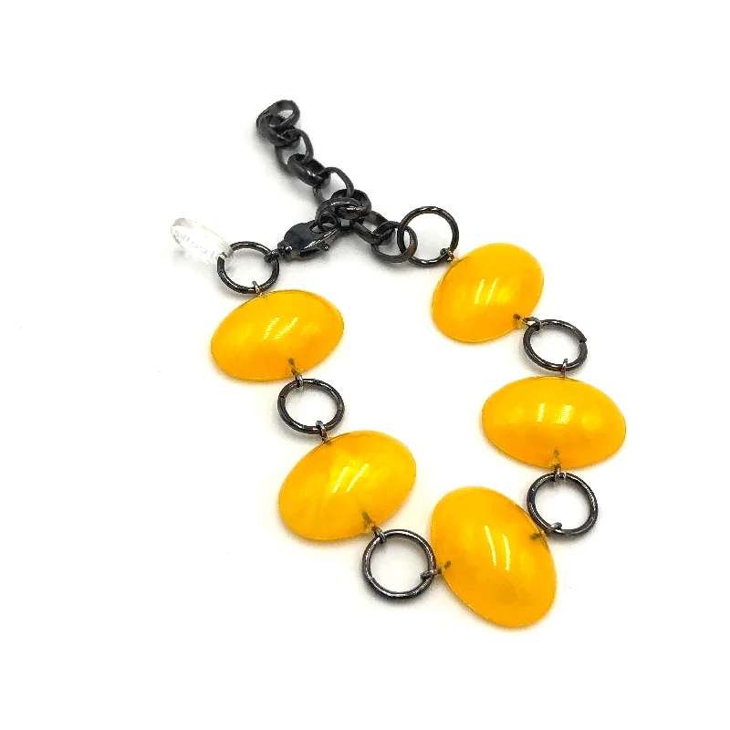 sterling silver bracelet bangles for women-Yellow Jelly Bean Stations Bracelet