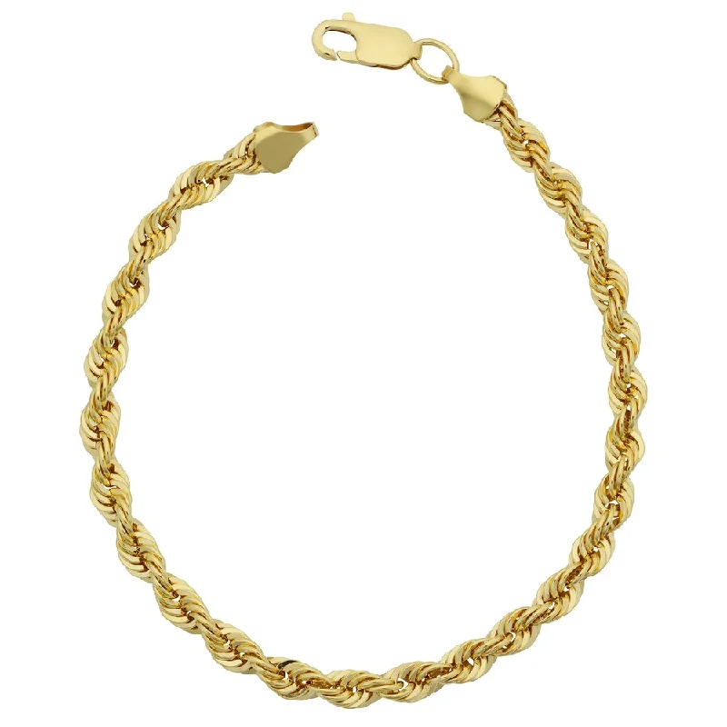 elegant charm bangles for women-14k Yellow Gold Filled Men's Bold 4.2-mm Rope Chain Bracelet (7.5 or 8.5 inches)