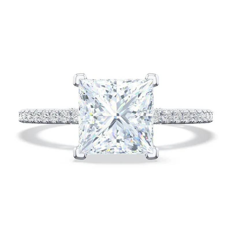 affordable engagement rings with yellow diamonds-Princess Solitaire Engagement Ring