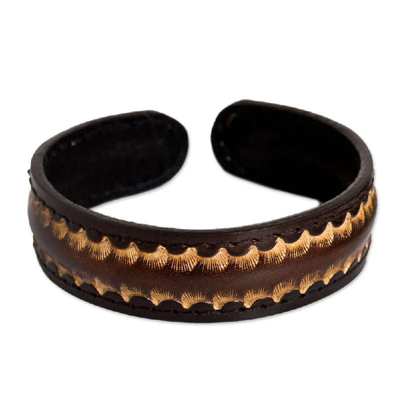 simple bracelets for women-Handmade Dark Warrior Leather Bracelet (Thailand)