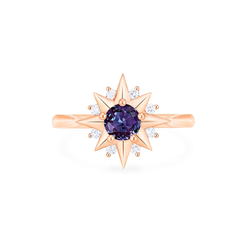 engagement rings with radiant cut diamonds for women-[Astra] Starlight Engagement Ring in Lab Alexandrite