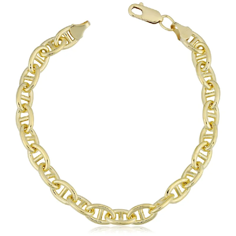 minimalist gold bangles for women-14k Yellow Gold Filled 6.6mm Mariner Link Chain Bracelet