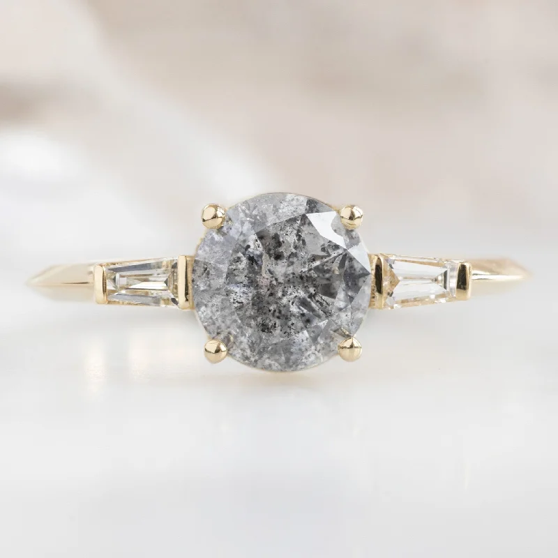 custom diamond engagement rings for women-The Ash Ring | 1.22ct Round Salt and Pepper Diamond in 14K Yellow Gold