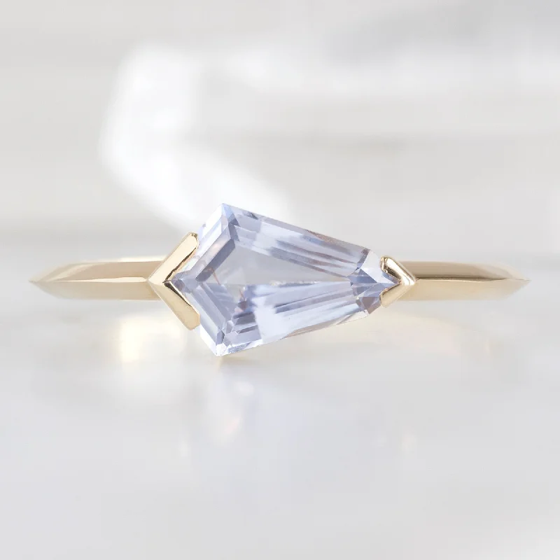 luxury engagement rings for women-The Sage Ring | 0.97ct Geometric Periwinkle Sapphire in 14K Yellow Gold