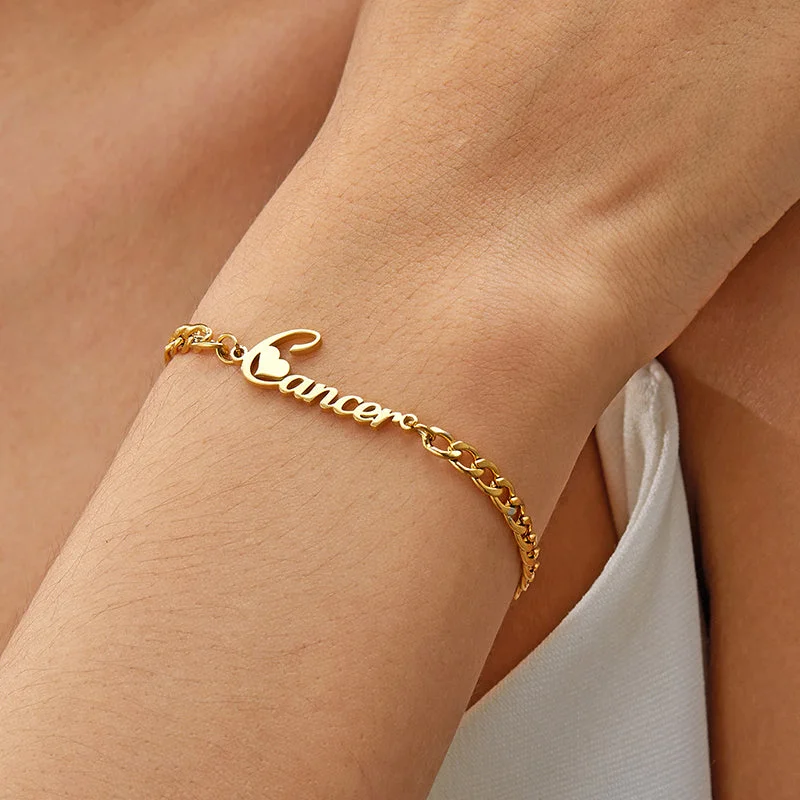 chic gold bracelets for women-Elegant French Style Number Constellation Stainless Steel Titanium Alloy Bracelets