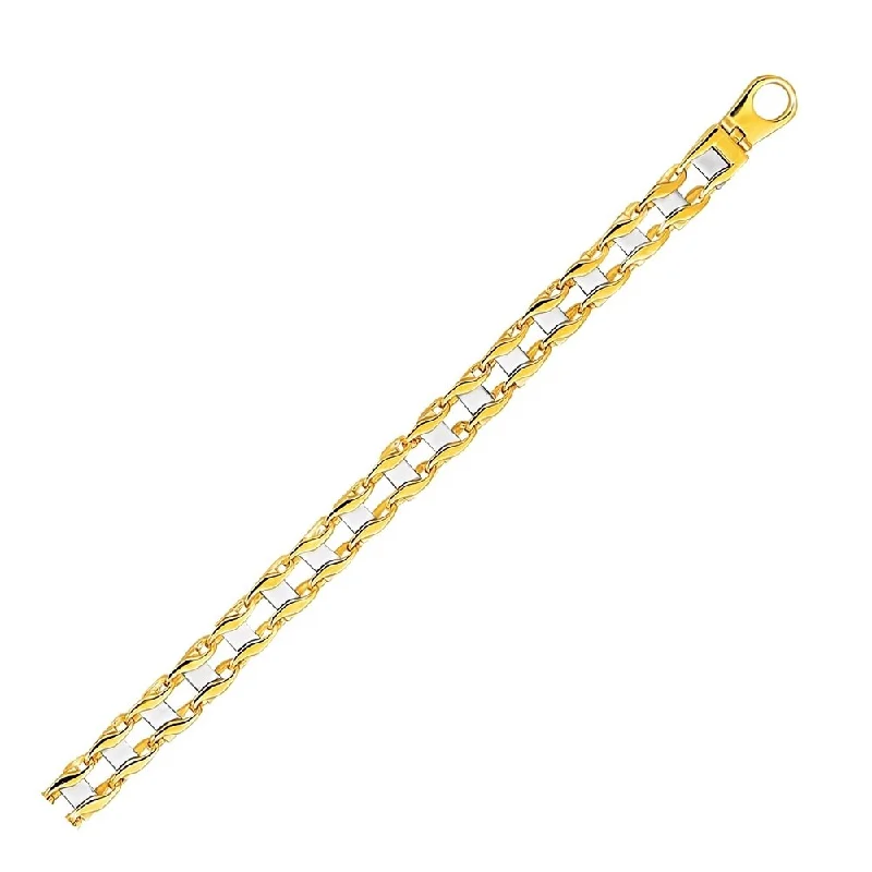 diamond bangle sets for women-14k Two-Tone Gold Men's Bracelet with S Style Bar Links