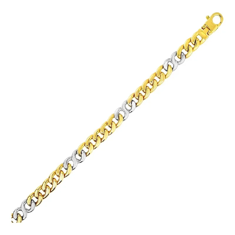 beaded silver bracelets for women-Mens Twisted Link Bracelet in 14k Two Tone Gold