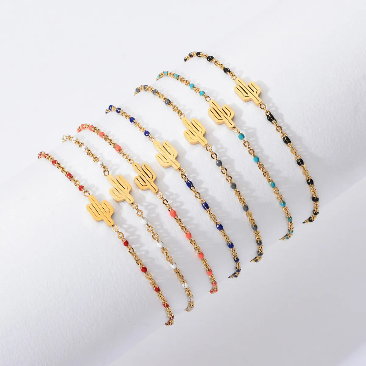 statement pearl bracelets for women-Simple Style Cactus Stainless Steel Plating Bracelets