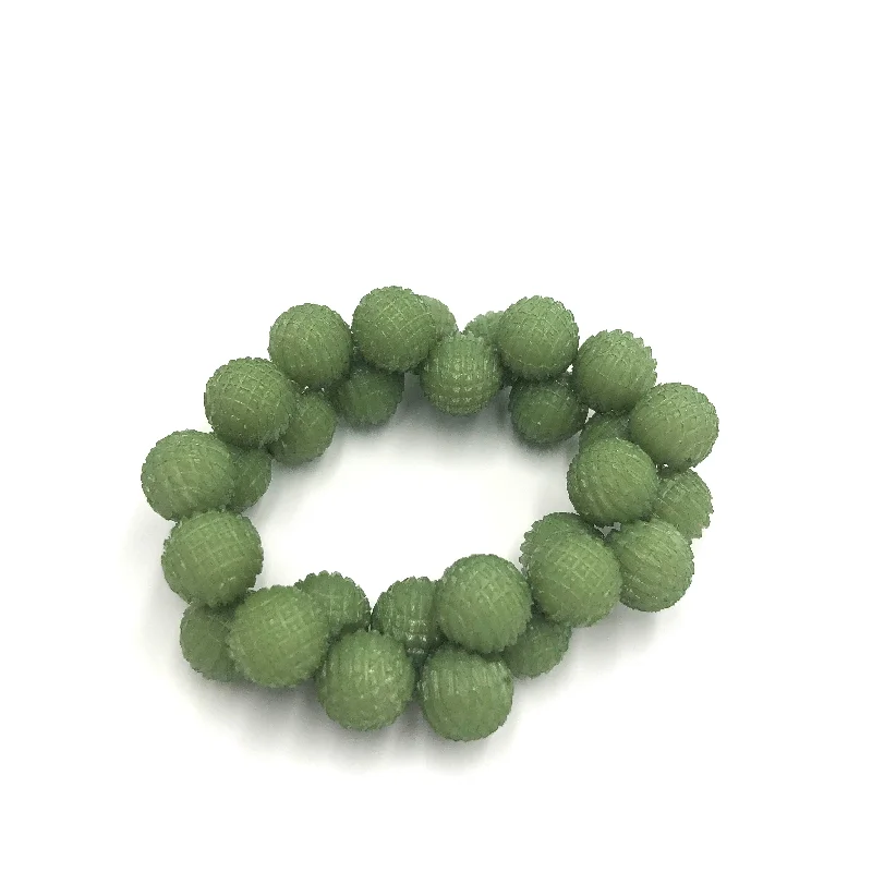 rose gold bracelets for women-Textured Moss Chunky Button Bracelet