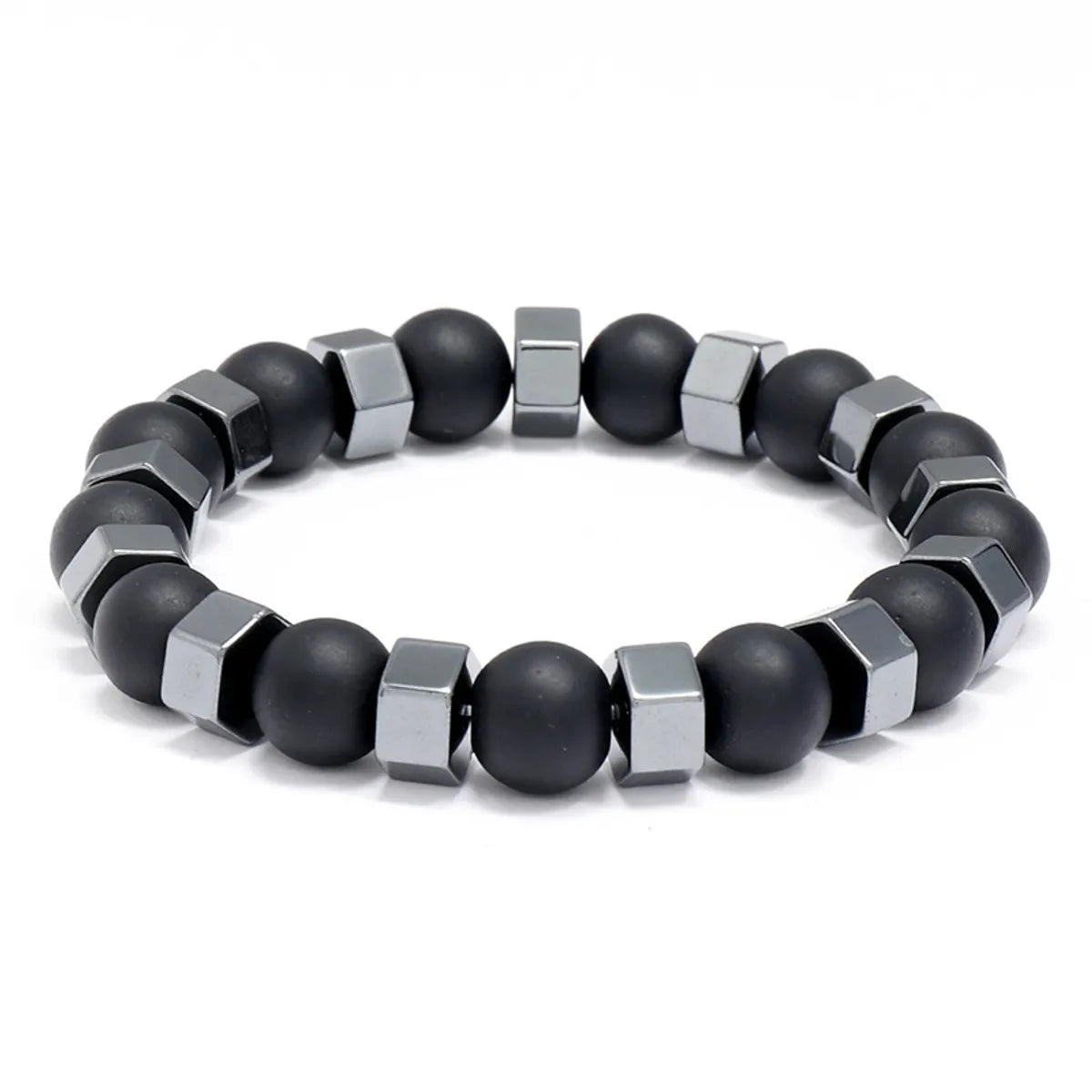 crystal-studded bangles for women-Fashion Men's Jewelry Beaded Bracelet Retro Black Gallstone Stretch Bracelet