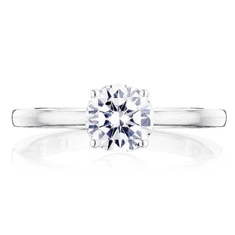 stunning engagement rings with platinum bands for women-Round Solitaire Engagement Ring