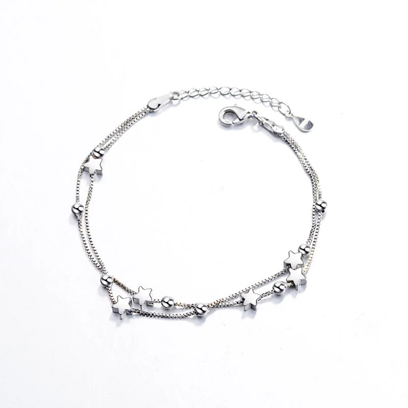 Double Circles Star Bracelet (White Gold Color)