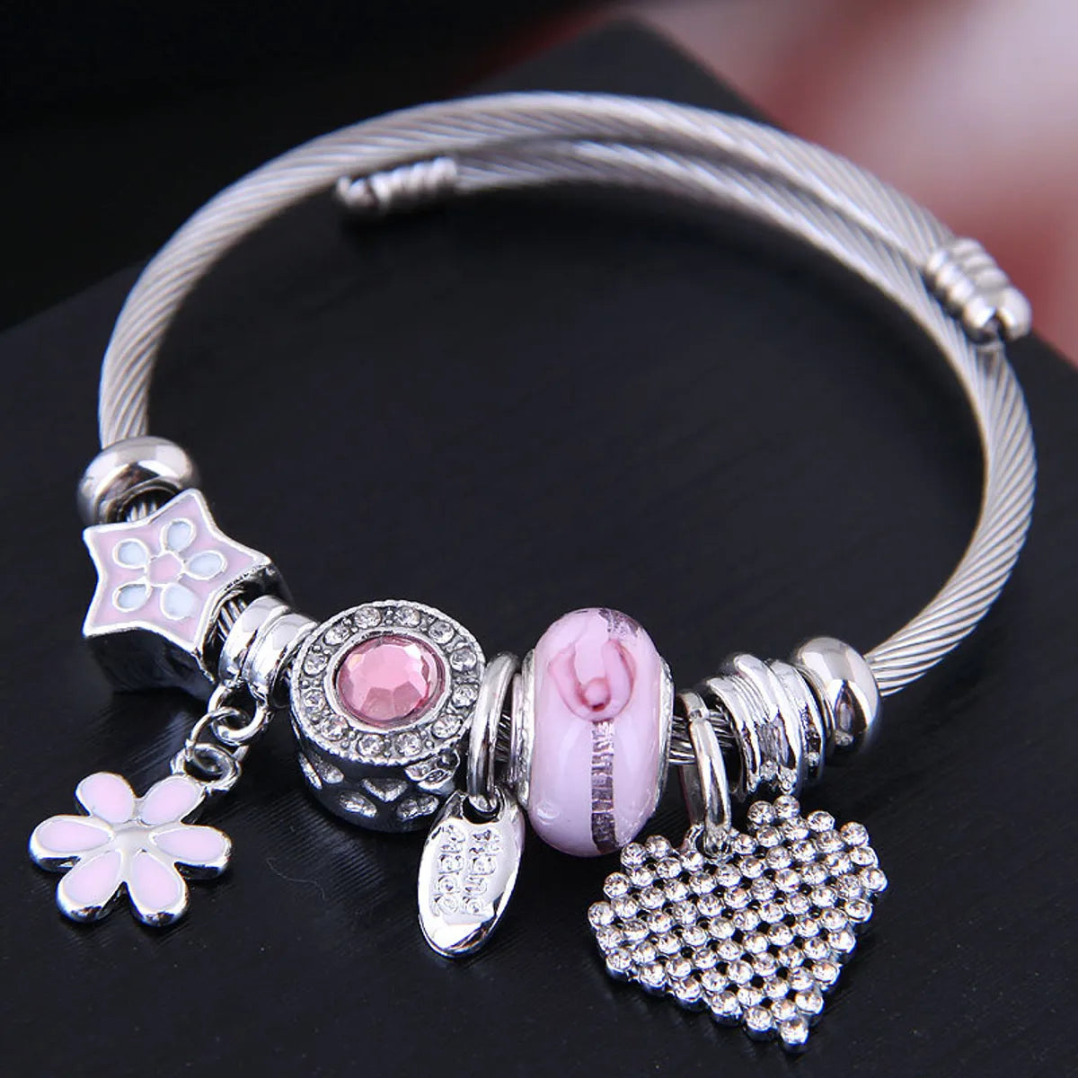 sparkly bracelets for women-Vacation Heart Shape Alloy Plating Inlay Rhinestones Cuff Bracelets