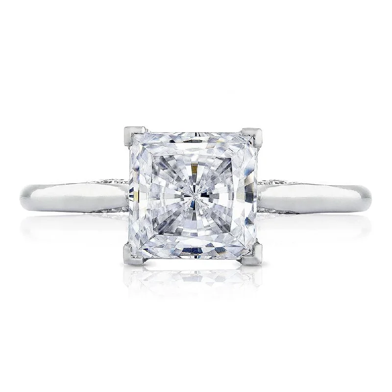 vintage engagement rings with intricate diamond accents-Princess Solitaire Engagement Ring