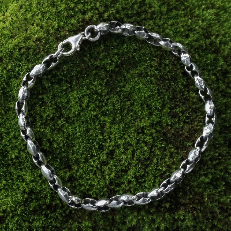 elegant bangles for women-Handmade Sterling Silver 'Life Flourishes' Chain Bracelet (Indonesia)