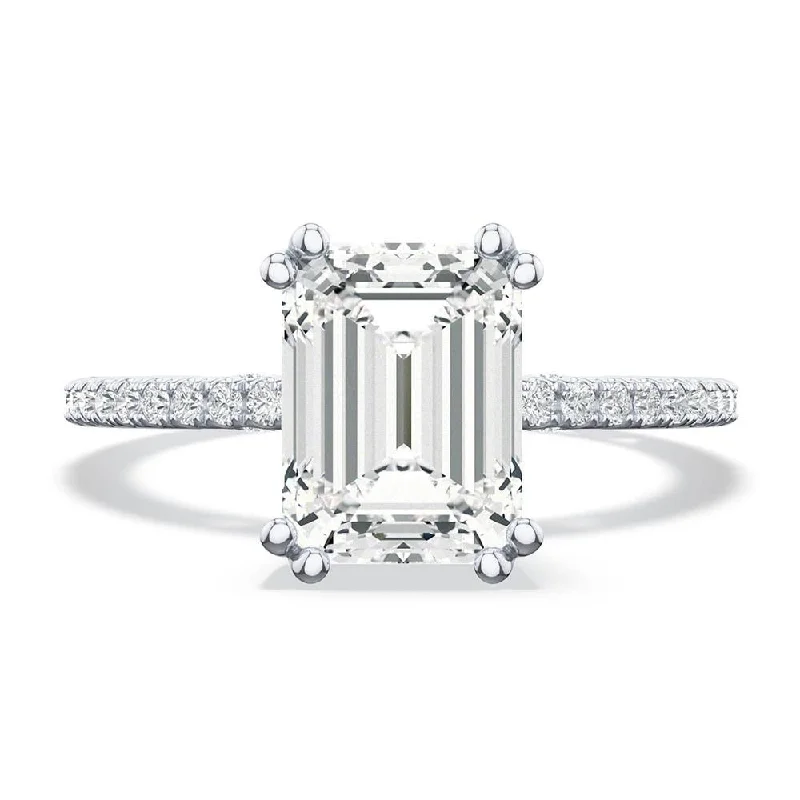 solitaire engagement rings with round diamonds-Emerald Solitaire Engagement Ring