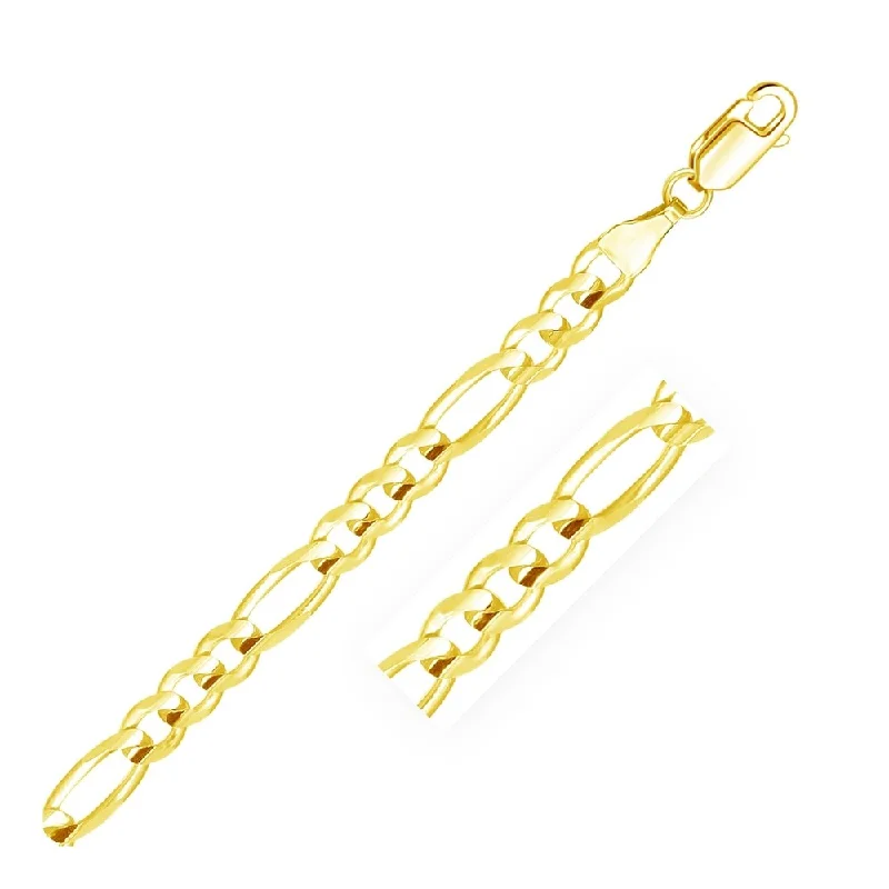 handcrafted charm bracelets for women-6.0mm 14k Yellow Gold Solid Figaro Bracelet