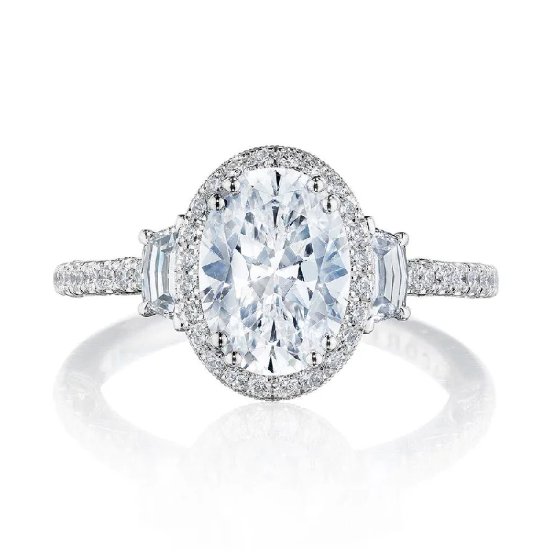 affordable engagement rings with princess cut diamonds-Oval 3-Stone Engagement Ring