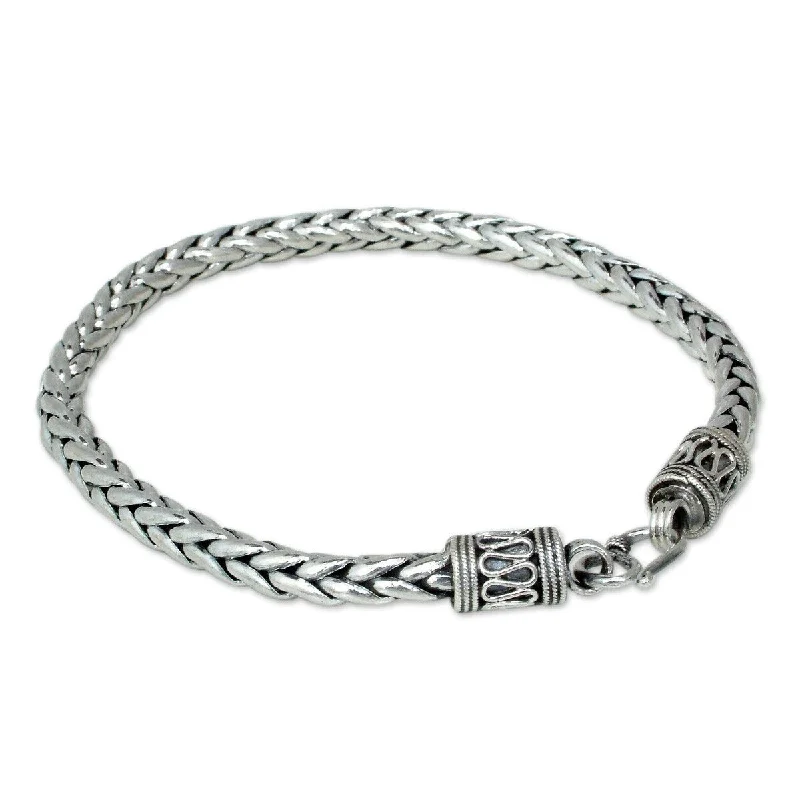 matching bracelets for women-NOVICA Handmade Strength Sterling Silver Bracelet (Thailand)