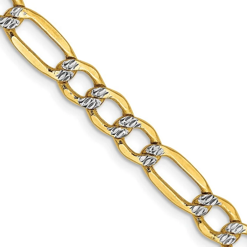 gold-filled bracelets for women-Curata 14k Solid Sparkle Cut Lobster Claw Closure 4.5mm Pave Curb Chain Bracelet 8 Inch