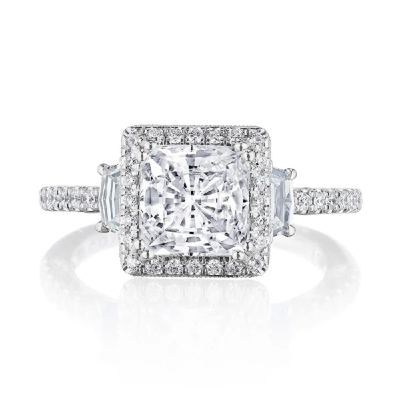 vintage engagement rings with radiant diamond accents-Princess 3-Stone Engagement Ring