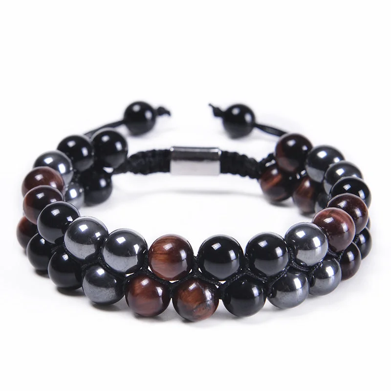 8mm-Red Tiger Eye + Black Beads + Iron Ore (3 Pieces)