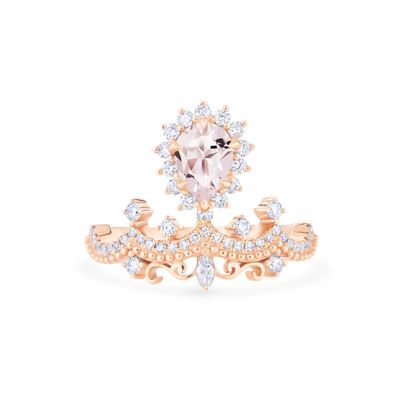 stunning rose gold engagement rings with diamonds-[Angelique] Venetian Angel Engagement Ring in Morganite