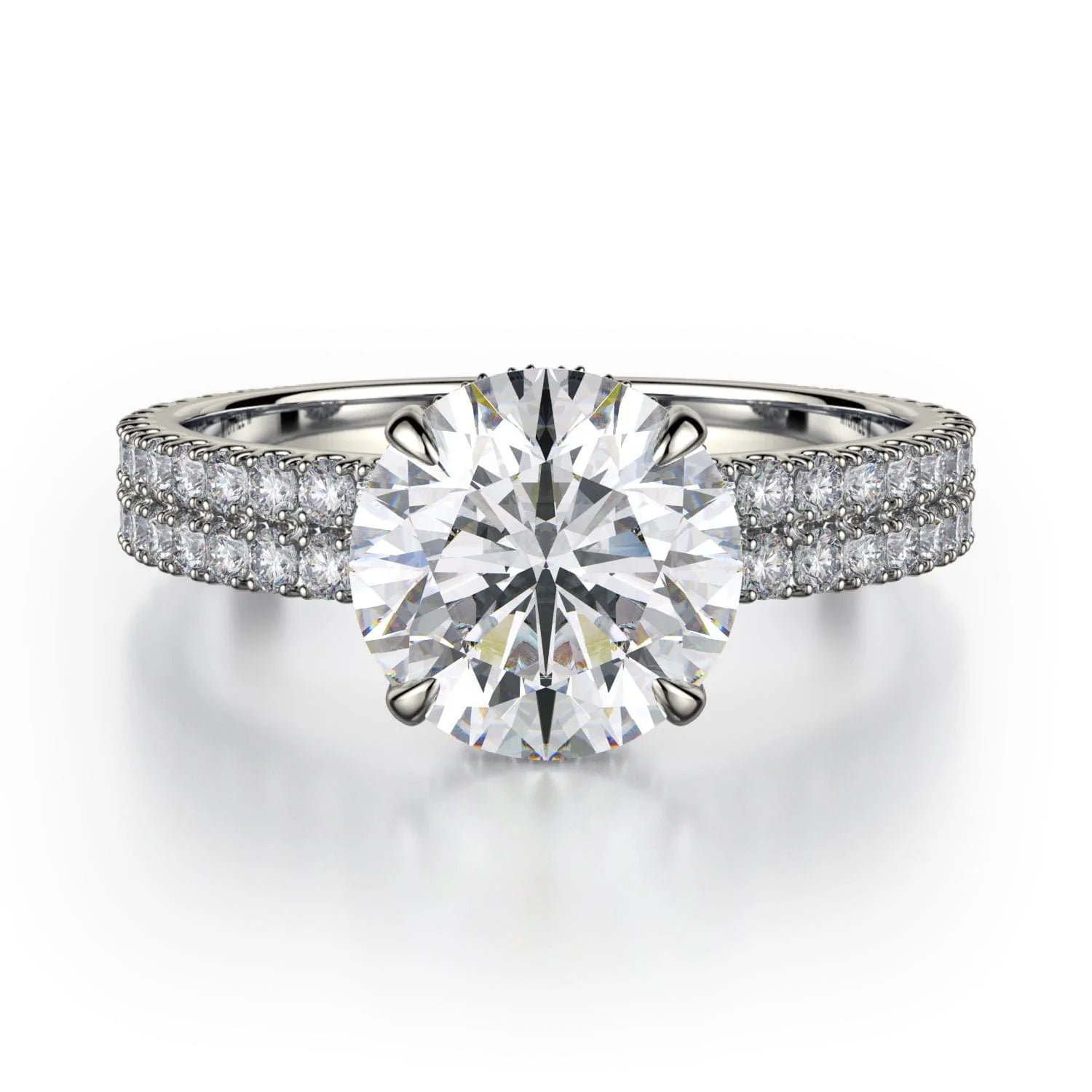 engagement rings with radiant diamonds and round cut sapphires-Crown R747-2