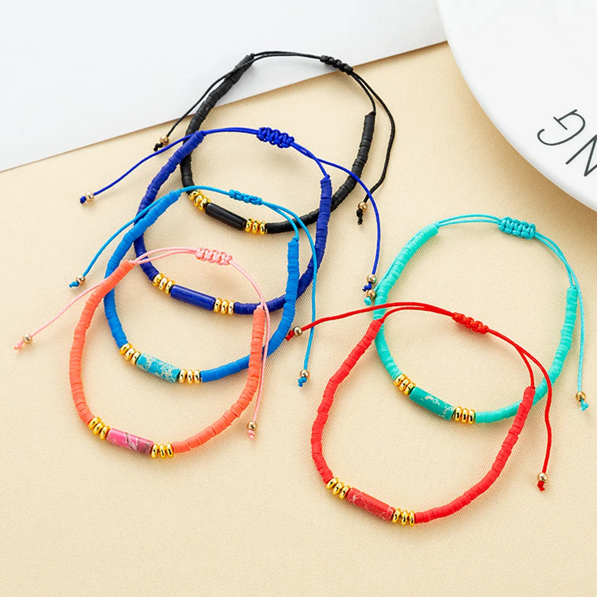 classy bangles for women-Simple Style Solid Color Natural Stone Rope Handmade Knitting Drawstring Bracelets