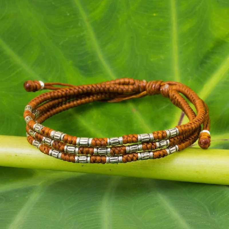 simple bangles for women-Handmade Silver Accent 'Forest Thicket in Rust' Bracelet (Thailand) - Brown