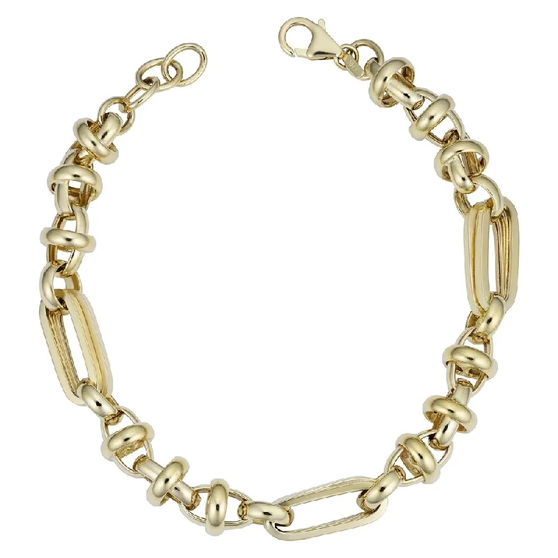 unique gemstone bangles for women-Fremada Men's 14k Yellow Gold Semi Solid Link Bracelet (8 millimeters, 8.5 inches)