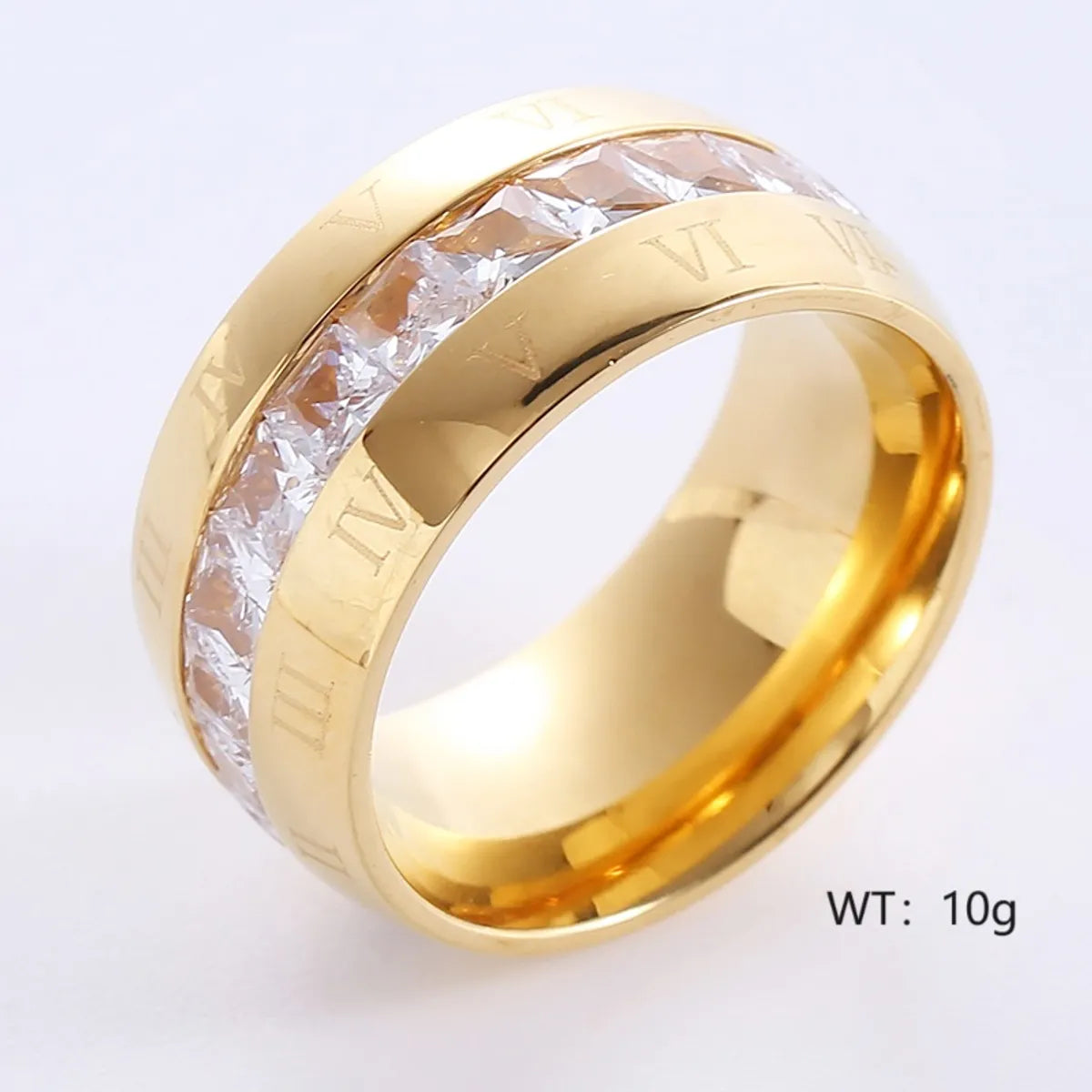 custom engagement rings for women-Elegant Romantic Solid Color Stainless Steel Plating Inlay Rhinestones 18k Gold Plated Rings