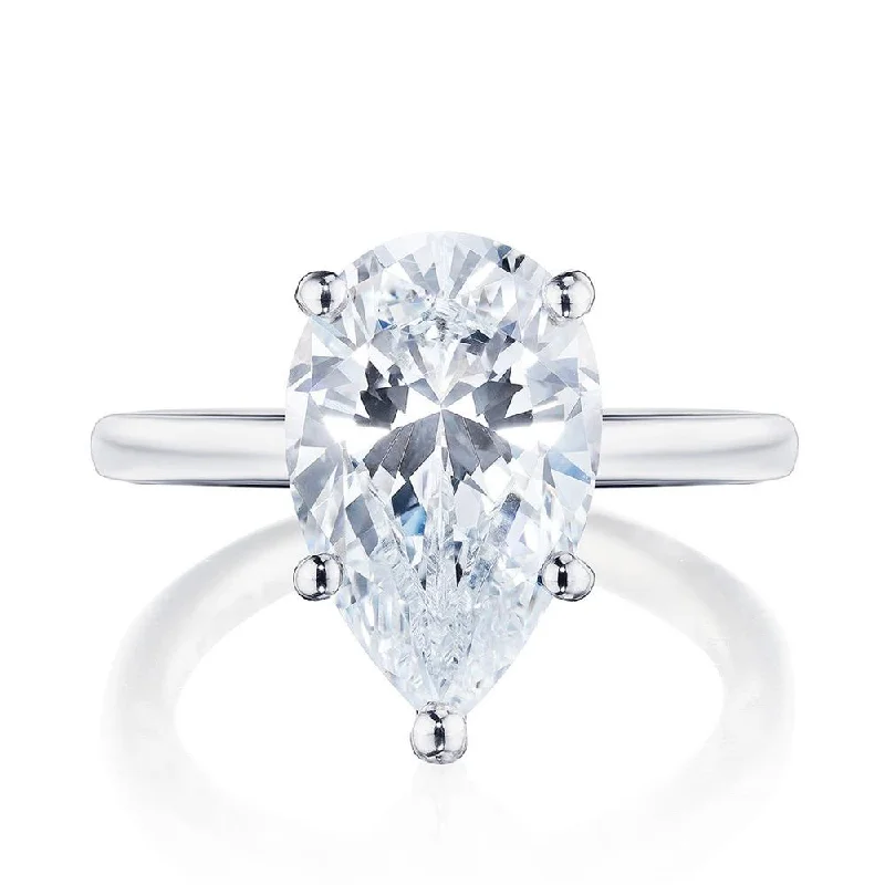 engagement rings with intricate pave diamonds-Pear Solitaire Engagement Ring