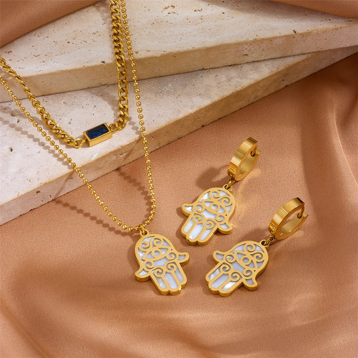 Gold Necklace Earrings Set