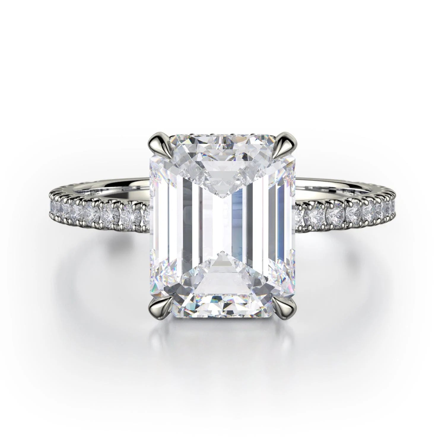 engagement rings with diamonds and emerald-cut sapphires-CROWN R715-2 Emerald