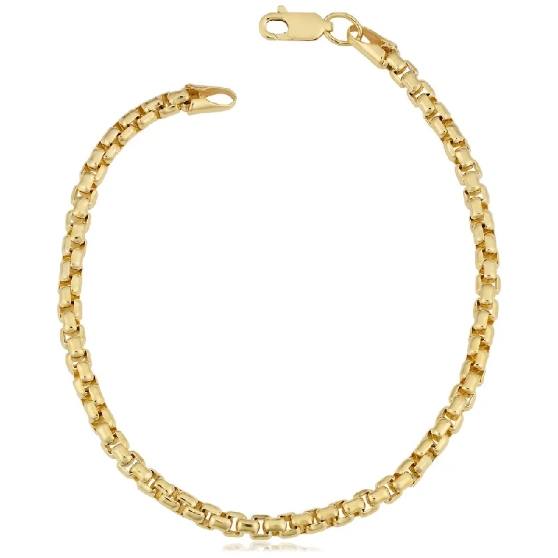 chain link bracelets for women-14k Yellow Gold Filled 3.5-mm Round Box Link Chain Bracelet (7.5 or 8.5 inches)