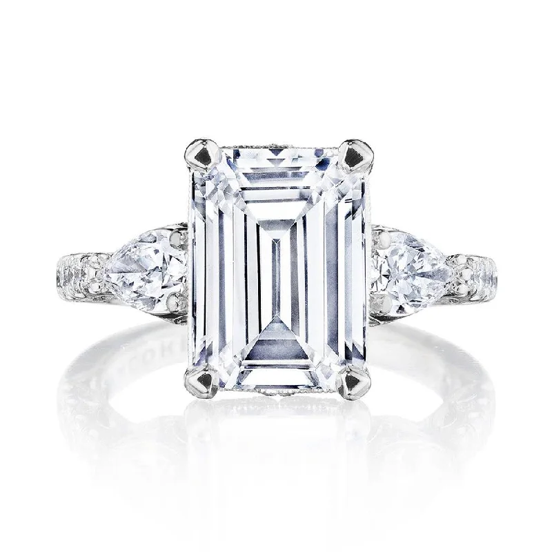 stunning engagement rings with princess cut diamonds-Emerald 3-Stone Engagement Ring